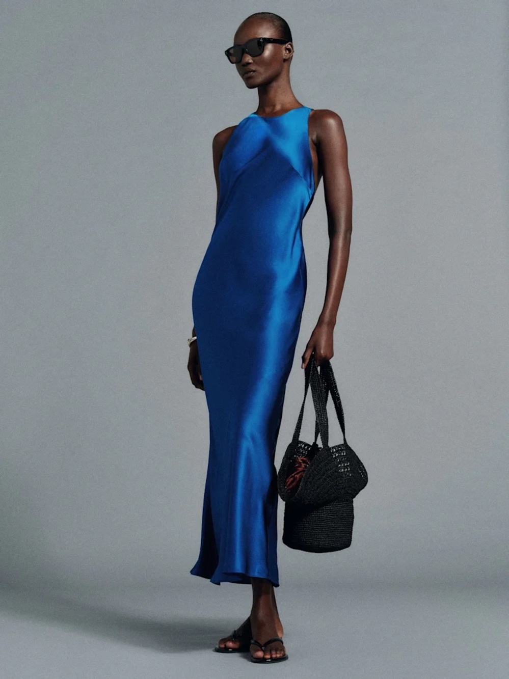 NWT Reformation Noe Sea Blue Silk Midi Slip Dress